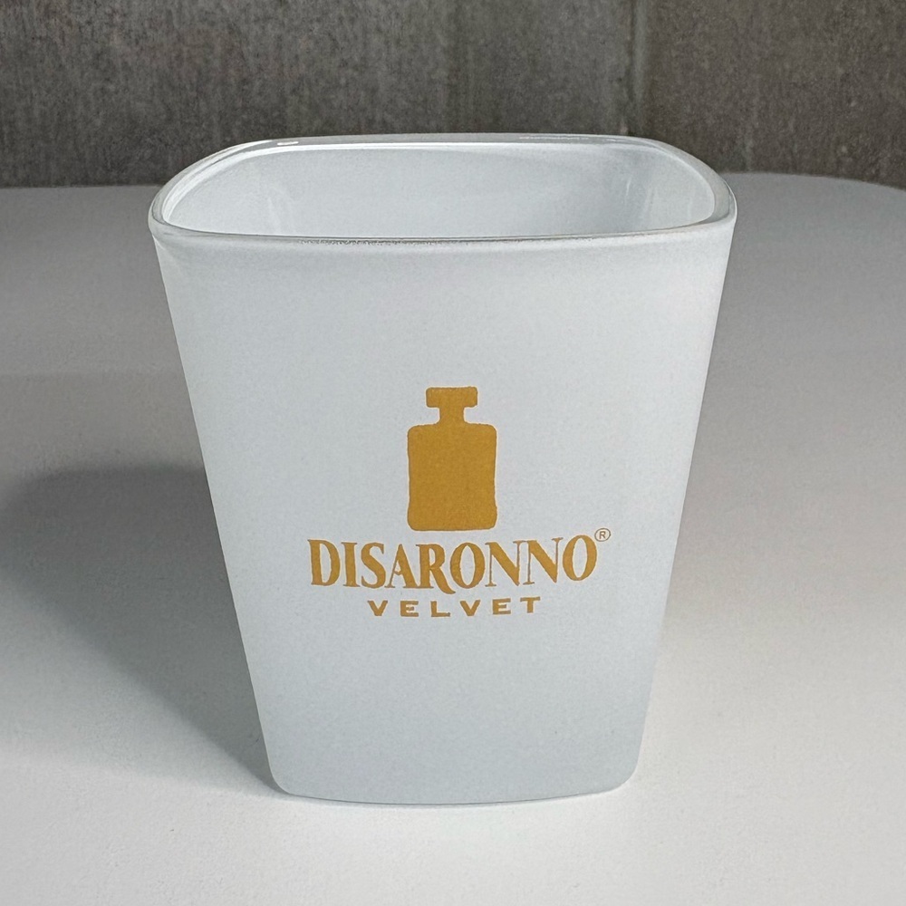 Disaronno Velvet Frosted Glass Tumbler - White with Gold Logo